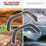 All-weather 4x4 fender flares designed to resist sand, snow, mud, and rain.