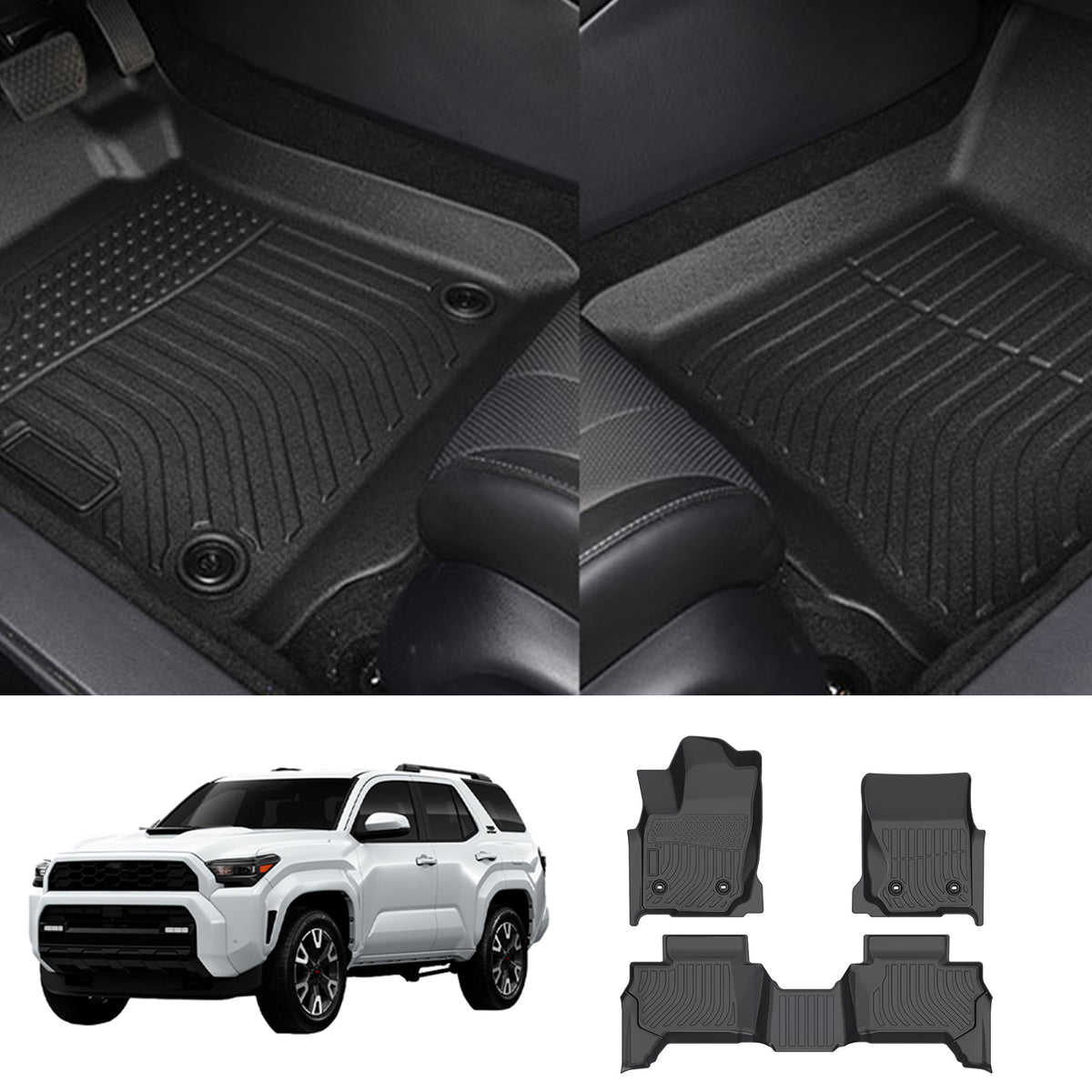 DRABAY Alfombrillas de suelo TPE para todo tipo de clima para Toyota 4Runner 2025+
