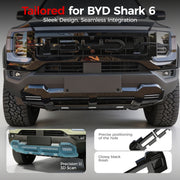 Glossy black front bumper protector for BYD Shark 6 4x4 vehicle.