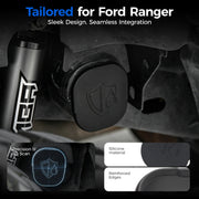 Black silicone protective cover for Ford Ranger vehicle components with reinforced edges.