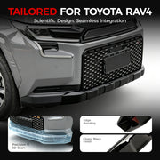 Front bumper grille for Toyota RAV4 featuring a glossy black finish and precision 3D scan design.
