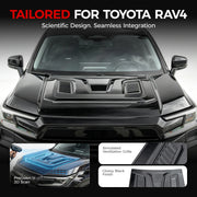 Black glossy hood scoop with simulated ventilation grille for Toyota RAV4.
