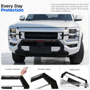 White 4x4 vehicle equipped with a durable black front bumper guard for off-road protection.