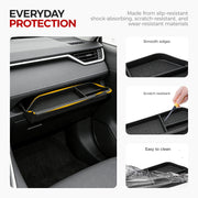 Durable black and yellow 4x4 vehicle organizer tray with smooth edges and scratch-resistant surface.