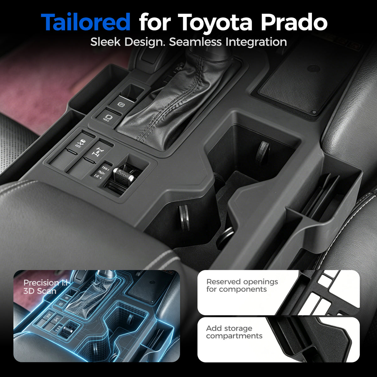 DRABAY Cubierta del panel de la palanca de cambios de la consola central para Toyota Land Cruiser 2024-2025