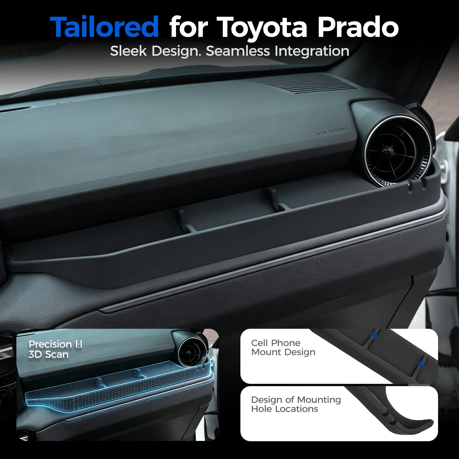 DRABAY Silicone Storage Mat sa Panig ng Pasahero para sa Toyota Land Cruiser 250 2024+