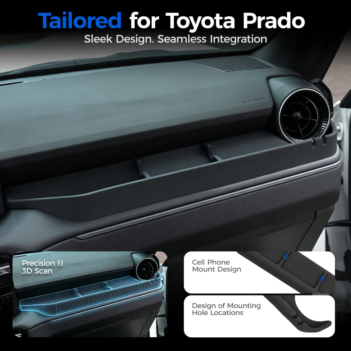 DRABAY Silicone Storage Mat sa Panig ng Pasahero para sa Toyota Land Cruiser 250 2024+