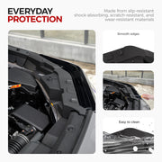 Durable black engine bay cover with smooth edges and scratch-resistant protective material.