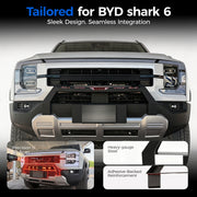 Custom front bumper and grille guard for BYD Shark 6 off-road vehicle.