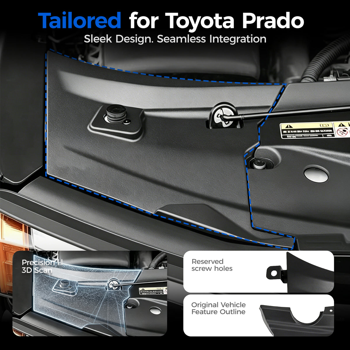 DRABAY Cubierta de placa de protección del motor para Toyota Land Cruiser 2024-2025