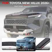 Custom front bumper and grille guard for Toyota New Hilux 2026+ featuring premium ABS material.