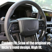 Custom fit carbon fiber steering wheel cover for a 4x4 vehicle interior