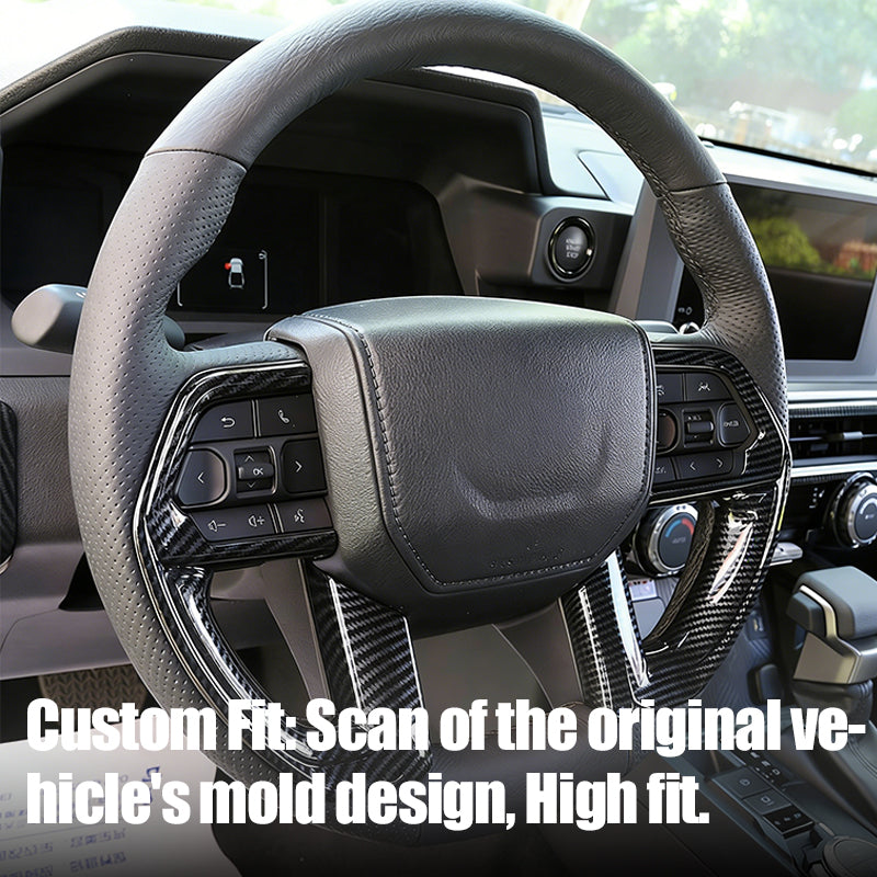 Custom fit carbon fiber steering wheel cover for a 4x4 vehicle interior