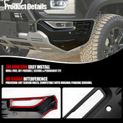 Black gloss 4x4 vehicle bumper trim with precision sensor holes and easy 3M adhesive install.