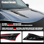 Black high-gloss ABS hood vent accessories for 4x4 vehicles with easy 3M tape installation.