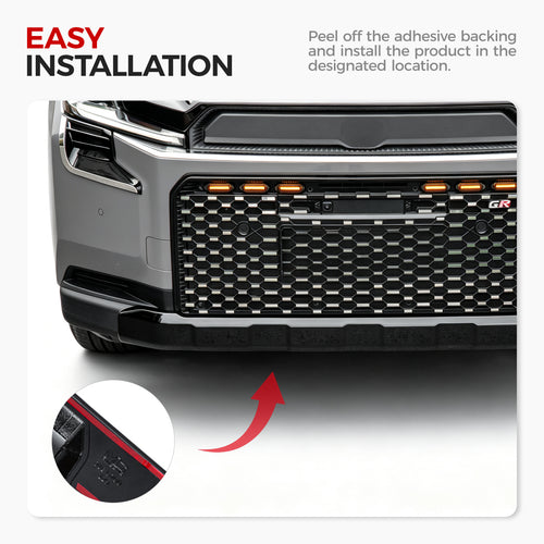 Instructional graphic showing easy installation of a vehicle bumper protector.
