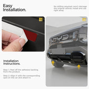 Easy installation guide for 4x4 vehicle bumper protection using peel-and-stick adhesive.