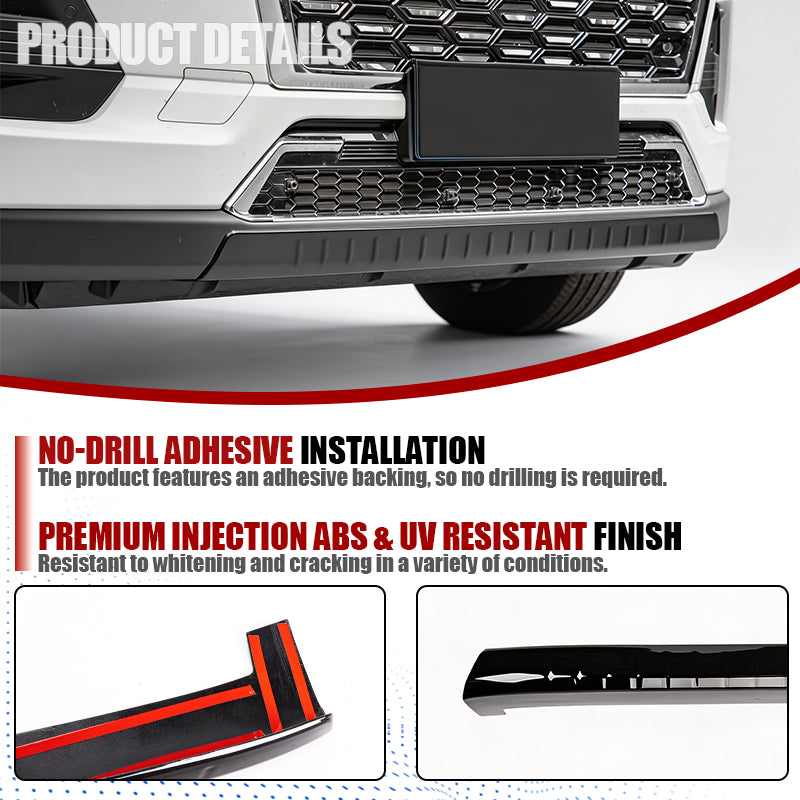 Front bumper guard with no-drill adhesive installation and UV resistant ABS finish.