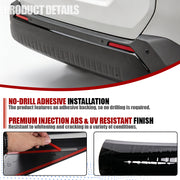 Black injection ABS rear bumper protector with easy no-drill adhesive installation.