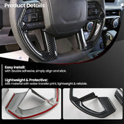 Carbon fiber interior steering wheel trim covers for vehicle dashboard enhancement