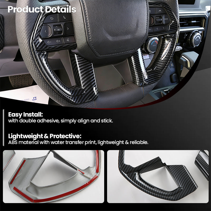 Carbon fiber interior steering wheel trim covers for vehicle dashboard enhancement