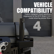 Custom-designed vehicle mount for BYD Shark 6 2025 model ensuring precise fitment.