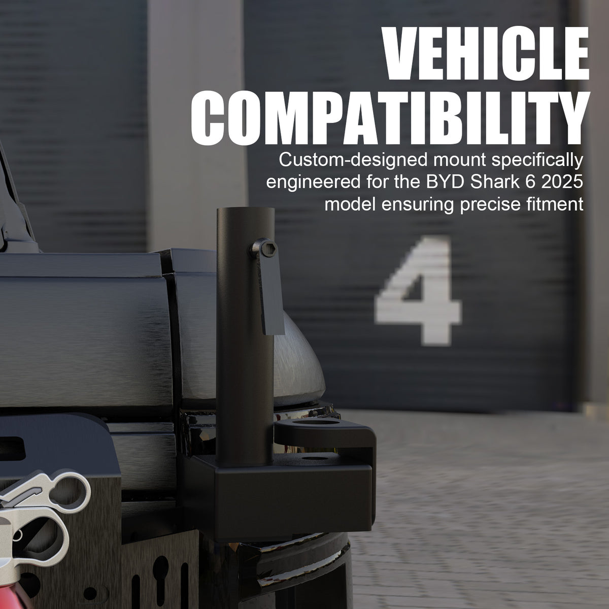 Custom-designed vehicle mount for BYD Shark 6 2025 model ensuring precise fitment.