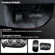 Black ABS material car pedal covers with textured grip for easy installation.