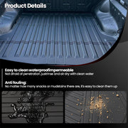 Black waterproof and easy to clean heavy-duty rubber trunk liner for vehicle protection.