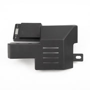 Black heavy-duty metal 4x4 vehicle protection skid plate with ventilation slots.
