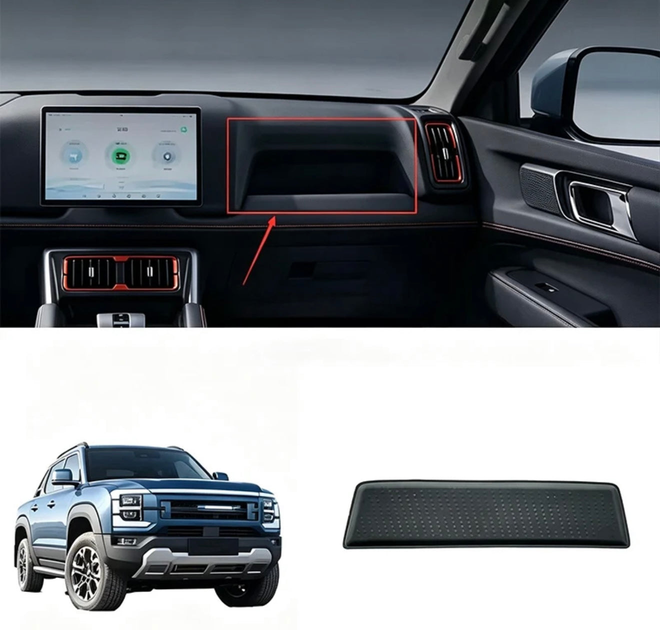 DRABAY Font Passenger Side Silicone Storage Mat Tray For BYD Shark 6