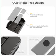 Quiet noise-free design featuring PVC anti-slip mats and durable ABS plastic organizer trays.