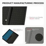 Close-up of premium eco-friendly black silicone vehicle mats with anti-slip grid design.