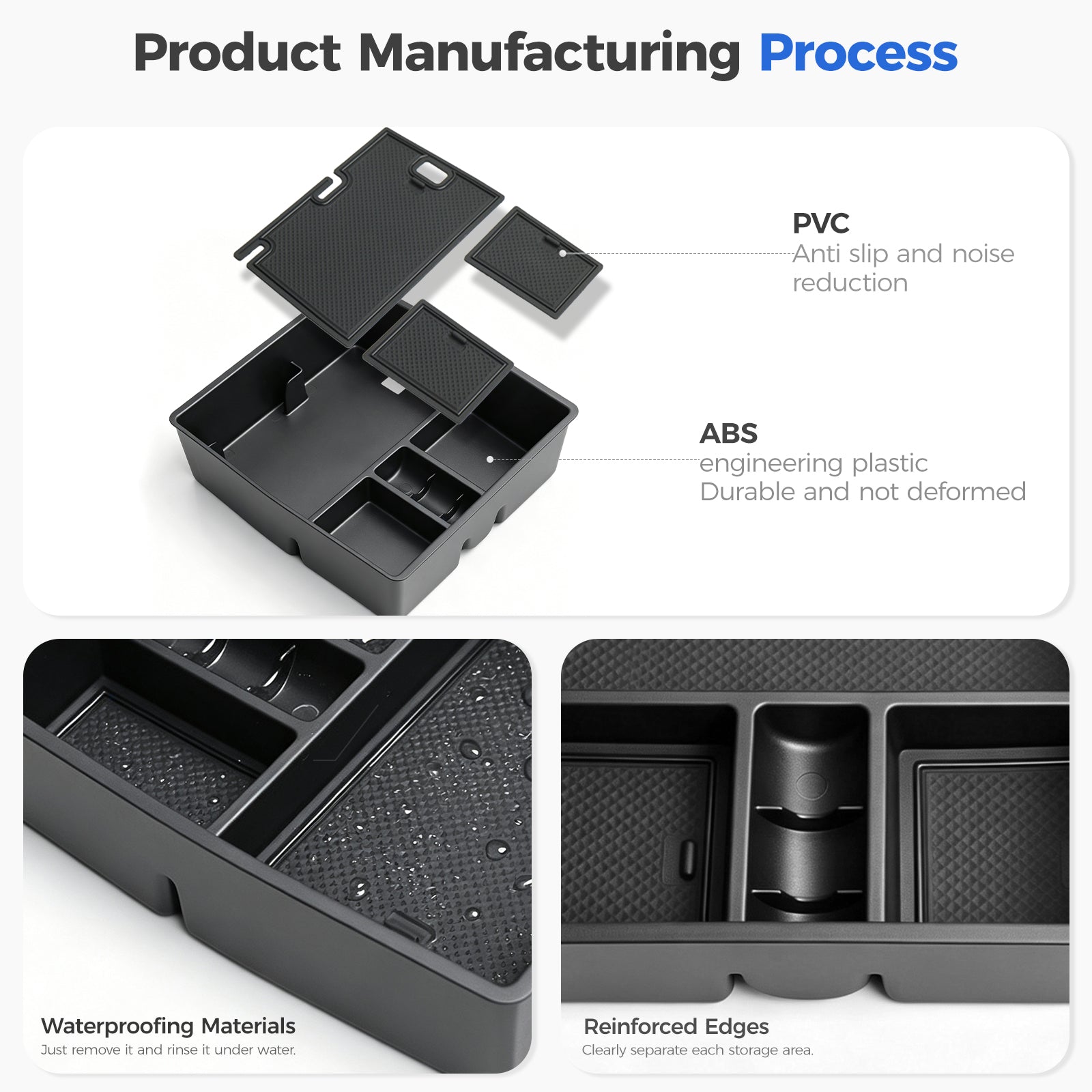 DRABAY Storage Box sa Armrest ng Center Console para sa Toyota Tacoma 2024-2025