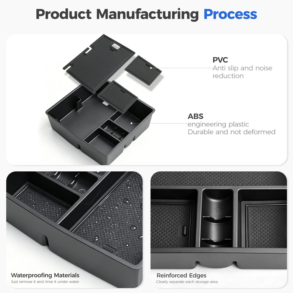 DRABAY Caja de almacenamiento para reposabrazos de consola central para Toyota Tacoma 2024-2025