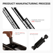 Product manufacturing process showing ABS material and knob-type buckle for vehicle accessories.