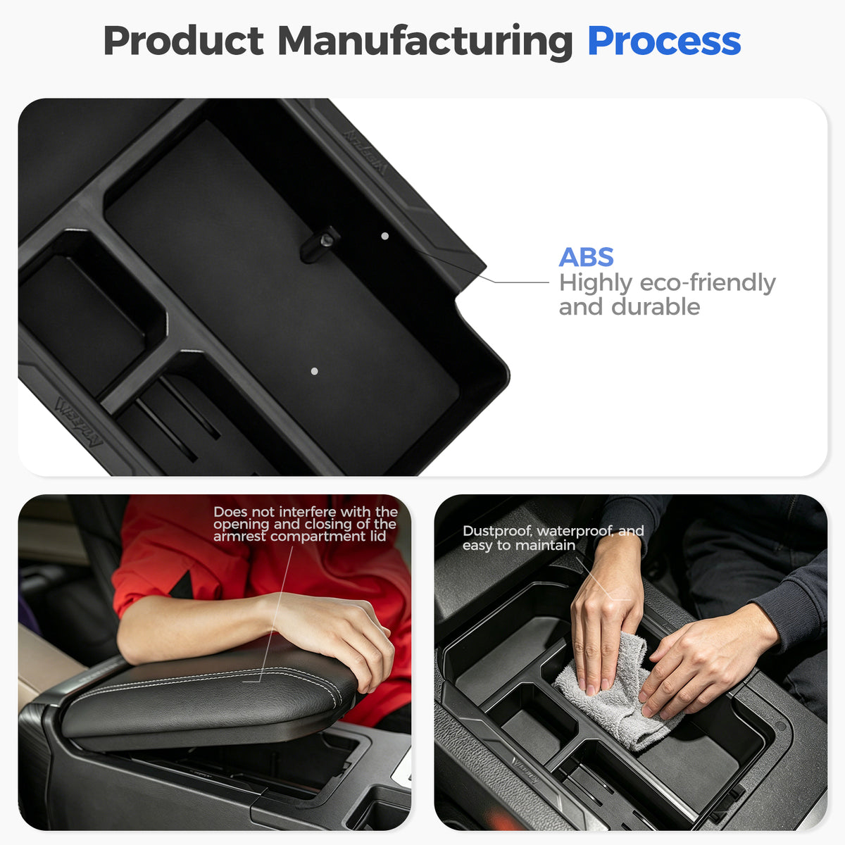 DRABAY Storage Box sa Armrest ng Center Console para sa Toyota Land Cruiser 2024+
