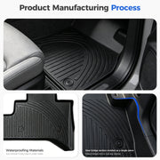 Waterproof all-weather vehicle floor mats with non-slip ridges and raised edges.