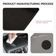 Black eco-friendly silicone 4x4 vehicle floor mat with waterproof anti-slip grid design.