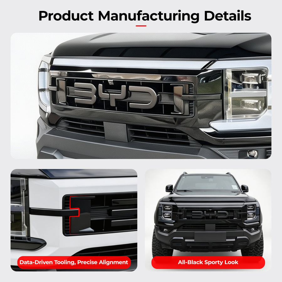DRABAY Front Grille ABS Black Cover For BYD Shark 6