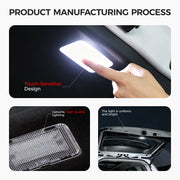 Touch-sensitive LED interior car light with uniform bright illumination for vehicle cabins.