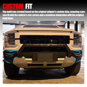 Custom fit front bumper for off-road 4x4 vehicles with integrated lighting.
