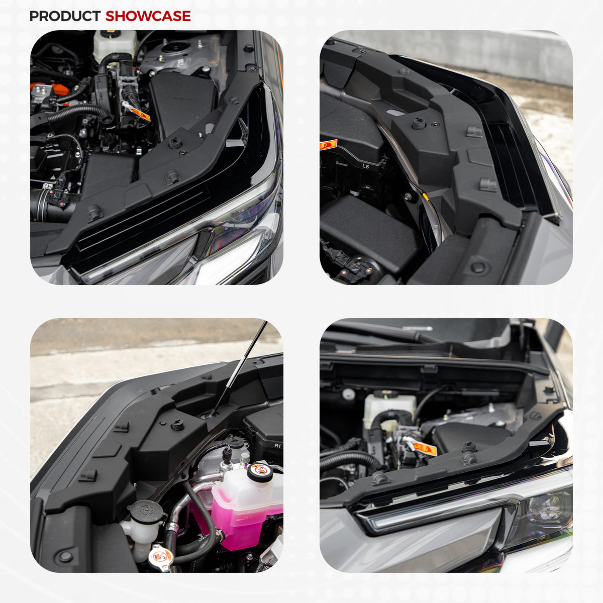 Black heavy-duty engine bay protection cover and 4x4 vehicle accessory components.