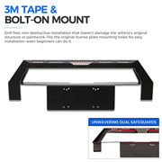 Black 4x4 vehicle bull bar with 3M tape and bolt-on mount for easy installation.