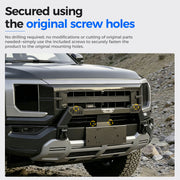 Black 4x4 off-road front grille guard installed on a truck using original screw holes.