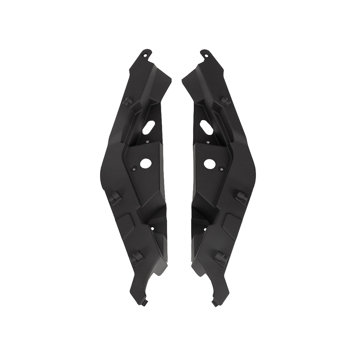 Black heavy-duty 4x4 vehicle fender flares and wheel arch protection guards.