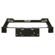 Heavy-duty black steel 4x4 off-road front bumper with winch mount and protection grill.