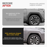 Before and after comparison of a vehicle with color-matched fender flares for a seamless finish.